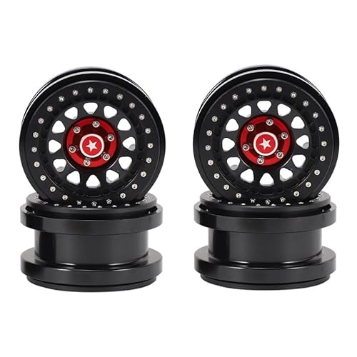KUENCE 4 STÜCKE CNC Aluminium 2,9 Zoll Beadlock Radnabenfelge for 1/6 RC Crawler Auto for Axial SCX6 for Jeep JLU Wrangler Upgrade Teile(Zwart) von KUENCE