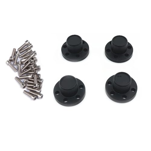 KUENCE 4 Stück Aluminiumlegierung 1,9 Zoll Radnabenkappen SCX10 D90 TRX-4 1/10 Automodell-Upgrade-Teile(Black 4pcs) von KUENCE