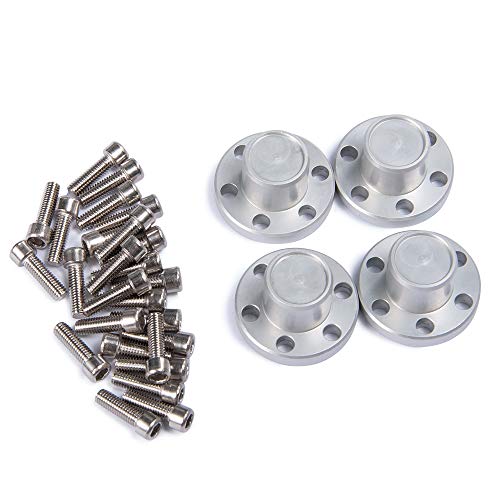 KUENCE 4 Stück Aluminiumlegierung 1,9 Zoll Radnabenkappen SCX10 D90 TRX-4 1/10 Automodell-Upgrade-Teile(Matt Silver 4pcs) von KUENCE