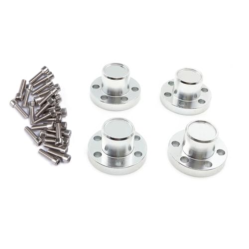 KUENCE 4 Stück Aluminiumlegierung 1,9 Zoll Radnabenkappen SCX10 D90 TRX-4 1/10 Automodell-Upgrade-Teile(Sliver 4pcs) von KUENCE