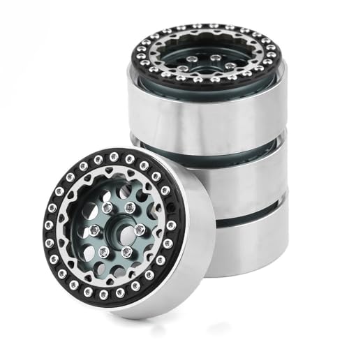 KUENCE 4 Stück CNC 1,9 Zoll Metalllegierung Beadlock 12 runde Lochspitze Nabenfelge for 1/10 RC Crawler Axial SCX10 AXI03007 Yikong TRX4 D90 RedCat(12 Round Hole Lace 1) von KUENCE