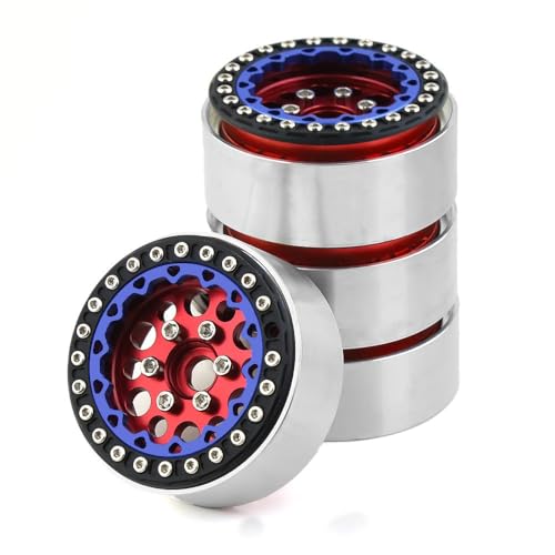 KUENCE 4 Stück CNC 1,9 Zoll Metalllegierung Beadlock 12 runde Lochspitze Nabenfelge for 1/10 RC Crawler Axial SCX10 AXI03007 Yikong TRX4 D90 RedCat(12 Round Hole Lace 3) von KUENCE
