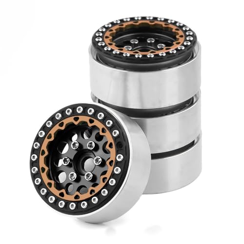 KUENCE 4 Stück CNC 1,9 Zoll Metalllegierung Beadlock 12 runde Lochspitze Nabenfelge for 1/10 RC Crawler Axial SCX10 AXI03007 Yikong TRX4 D90 RedCat(12 Round Hole Lace 4) von KUENCE