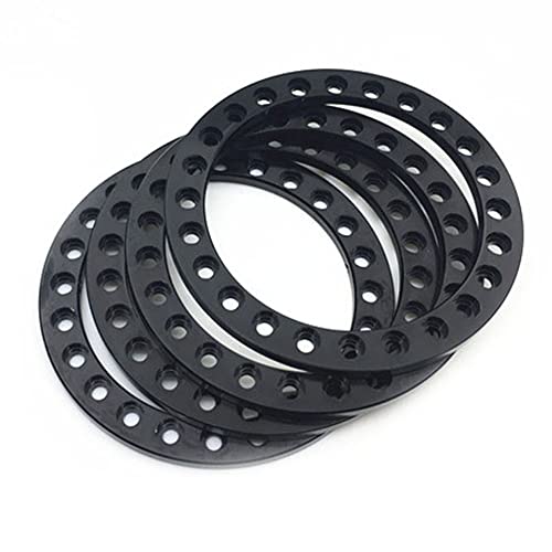KUENCE 4 Stücke 1,9 Zoll Aluminiumlegierung Beadlock Radringe SCX10 TRX-4 1/10 Crawler Auto Upgrade Ersatzteile(Black 4Pcs) von KUENCE
