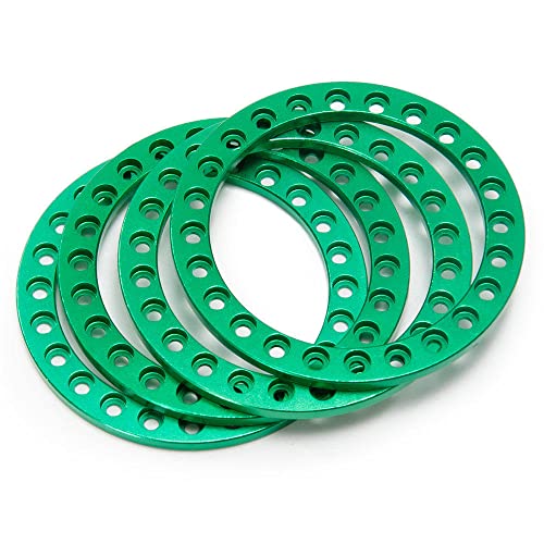 KUENCE 4 Stücke 1,9 Zoll Aluminiumlegierung Beadlock Radringe SCX10 TRX-4 1/10 Crawler Auto Upgrade Ersatzteile(Green 4Pcs) von KUENCE