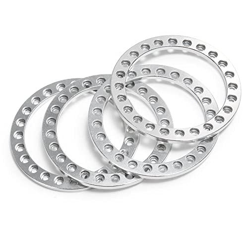 KUENCE 4 Stücke 1,9 Zoll Aluminiumlegierung Beadlock Radringe SCX10 TRX-4 1/10 Crawler Auto Upgrade Ersatzteile(Sliver 4Pcs) von KUENCE