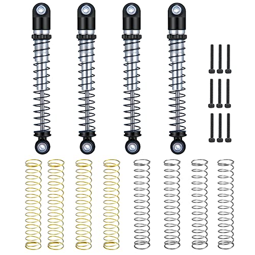 KUENCE 4 Stücke 48mm Aluminium Gewinde Stoßdämpfer Dämpfer SCX24 C10 Wrangler 1/24 Auto(Black Silver) von KUENCE