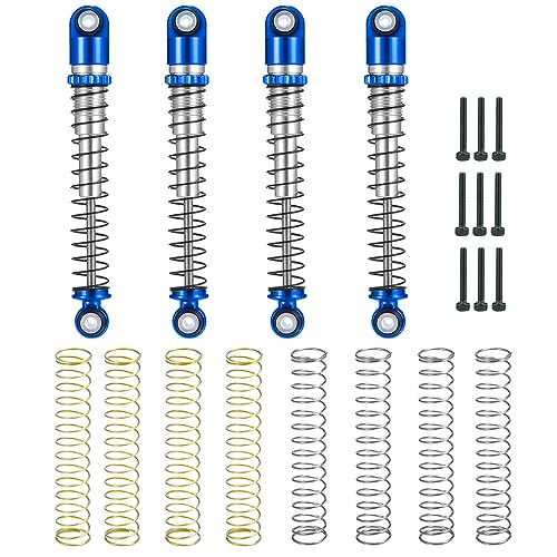 KUENCE 4 Stücke 48mm Aluminium Gewinde Stoßdämpfer Dämpfer SCX24 C10 Wrangler 1/24 Auto(Blue Silver) von KUENCE
