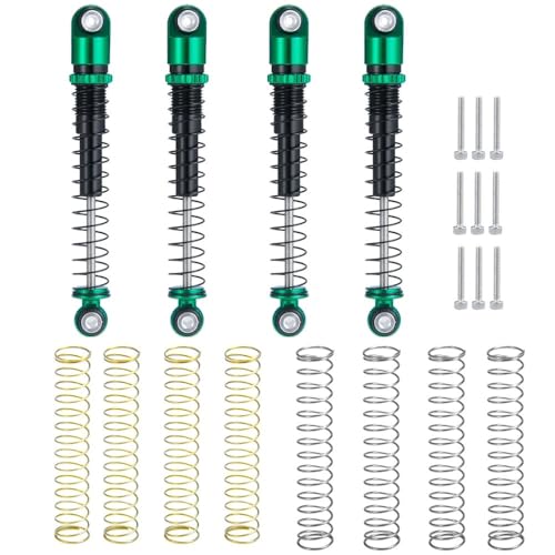 KUENCE 4 Stücke 48mm Aluminium Gewinde Stoßdämpfer Dämpfer SCX24 C10 Wrangler 1/24 Auto(Green Black) von KUENCE