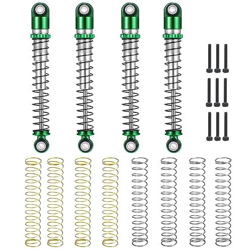 KUENCE 4 Stücke 48mm Aluminium Gewinde Stoßdämpfer Dämpfer SCX24 C10 Wrangler 1/24 Auto(Green Silver) von KUENCE