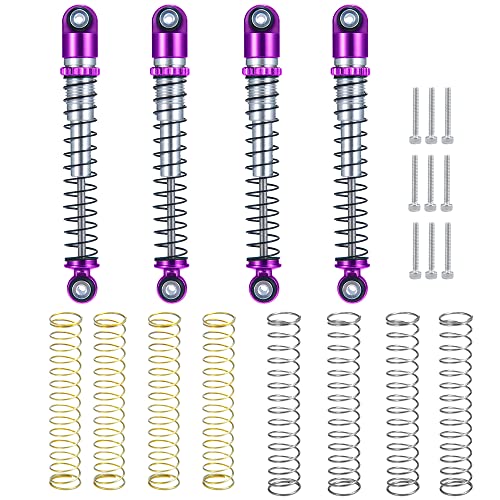 KUENCE 4 Stücke 48mm Aluminium Gewinde Stoßdämpfer Dämpfer SCX24 C10 Wrangler 1/24 Auto(Purple Silver) von KUENCE