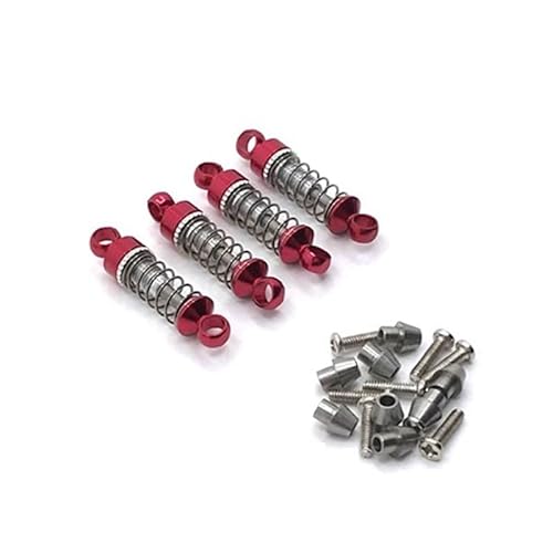 KUENCE 4 Stücke Metall Stoßdämpfer Dämpfer for for wltoys 284131 K969 K979 K989 K999 P929 P939 1/28 RC Auto Upgrade Teile Zubehör(Rood) von KUENCE