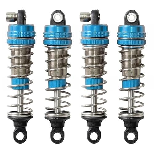 KUENCE 4 Stücke Metall Stoßdämpfer for Xinlehong Q901 Q902 Q903 9130 9135 9136 9137 9138 Hosim 1/16 RC Auto Upgrade Teile(Blauw) von KUENCE