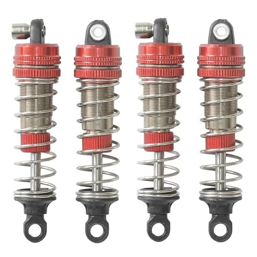 KUENCE 4 Stücke Metall Stoßdämpfer for Xinlehong Q901 Q902 Q903 9130 9135 9136 9137 9138 Hosim 1/16 RC Auto Upgrade Teile(Rood) von KUENCE