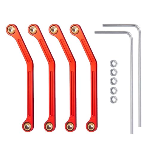 KUENCE 4Pcs Metall Linkage Link Rod Set 32523 1/18 Crawler Auto LKW Modell Upgrade Teile Zubehör(Rood) von KUENCE