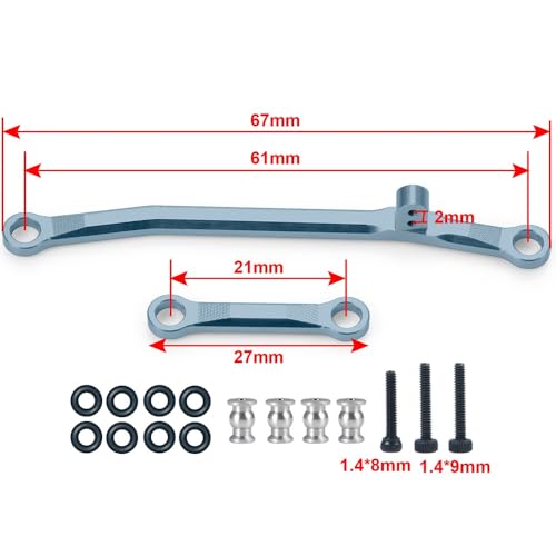 KUENCE Aliuminum Alloy Steering Links Zugstange for 1/24 RC Crawler Car for Axial SCX24 90081 AXI00001 AXI00002 Upgrade-Teile(Titanium) von KUENCE