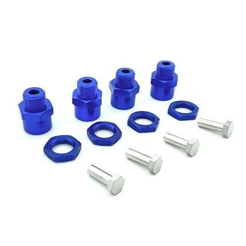 KUENCE Aluminiumlegierung 12 mm bis 17 mm Rad Hex Hubs Adapter Extension Conversion -Muttern for 1/10 Rc Auto -Upgrade 1/8 Reifen(Blauw) von KUENCE