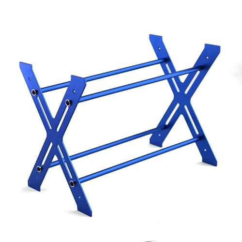KUENCE Aluminiumlegierung Reifenregal Lagerregal 205 * 115 * 150mm RC Modell Auto Reifen Display Rack Kleines Rack for SCX10 Leichtes Zubehör(Tires Rack Blue) von KUENCE