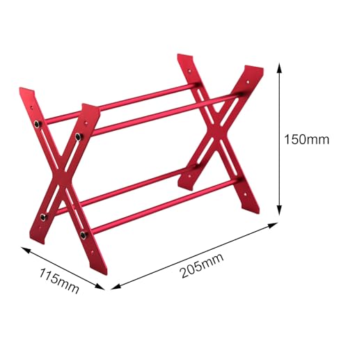 KUENCE Aluminiumlegierung Reifenregal Lagerregal 205 * 115 * 150mm RC Modell Auto Reifen Display Rack Kleines Rack for SCX10 Leichtes Zubehör(Tires Rack Red) von KUENCE