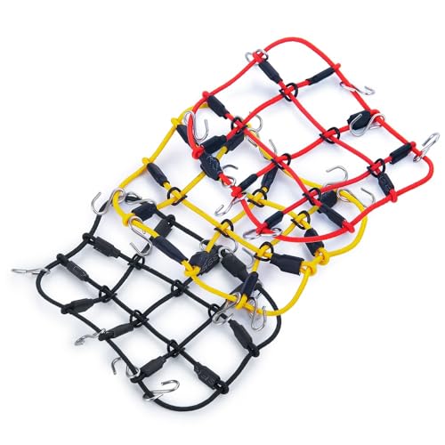 KUENCE Elastisches Gepäcknetz Rc Auto simulierte Dekorationswerkzeuge 73 * 60mm for 1/24 Rc Crawler for Axial. SCX24 90081 AXI00001 AXI00002(Red Black Yellow) von KUENCE