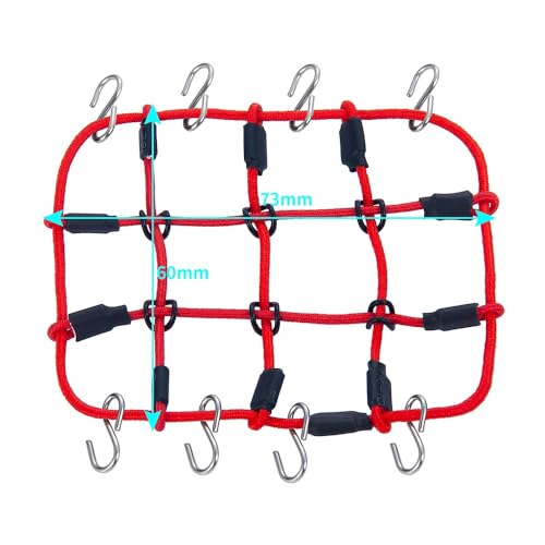 KUENCE Elastisches Gepäcknetz Rc Auto simulierte Dekorationswerkzeuge 73 * 60mm for 1/24 Rc Crawler for Axial. SCX24 90081 AXI00001 AXI00002(Rood) von KUENCE