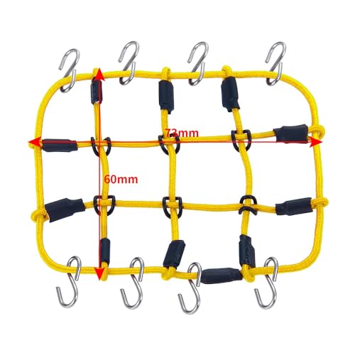 KUENCE Elastisches Gepäcknetz Rc Auto simulierte Dekorationswerkzeuge 73 * 60mm for 1/24 Rc Crawler for Axial. SCX24 90081 AXI00001 AXI00002(Yellow) von KUENCE