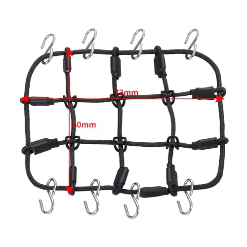 KUENCE Elastisches Gepäcknetz Rc Auto simulierte Dekorationswerkzeuge 73 * 60mm for 1/24 Rc Crawler for Axial. SCX24 90081 AXI00001 AXI00002(Zwart) von KUENCE