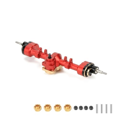 KUENCE Hinteres Portalachsgehäuse &Stahlzahnräder for for Axial 1-24 SCX24 Crawler, verbessertes Teil(Rood) von KUENCE