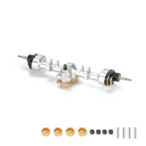 KUENCE Hinteres Portalachsgehäuse &Stahlzahnräder for for Axial 1-24 SCX24 Crawler, verbessertes Teil(Silver) von KUENCE