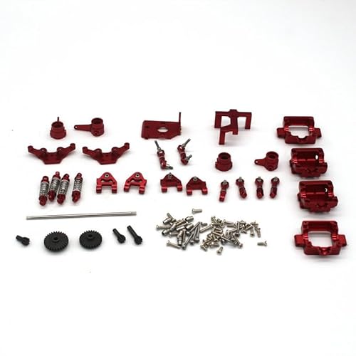KUENCE Kompatibel mit for wltoys K989 1/28 Rc Metallteilen Stoßdämpfer Stahl Untersetzungsgetriebe Vorder- und Hinterradantriebszahnrad Metallsatz(Rood) von KUENCE