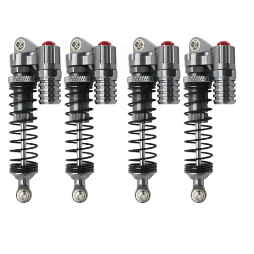 KUENCE Loch zu Loch 90 mm, 4 Stück Vollmetall-RC-Piggyback-Stoßdämpfer for 1/10 RC Crawler Car TRX-4 TRX4 Axial SCX10II D90 CC01 Wraith(4PCS Gray 90mm) von KUENCE