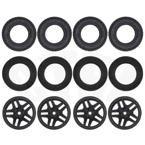 KUENCE MN86 MN86K MNG 500 Verbesserte Metallräder mit Gummireifenschaumschwamm for MN 1/12 4WD RC Car Tracked Offroad Truck Parts(Black C) von KUENCE