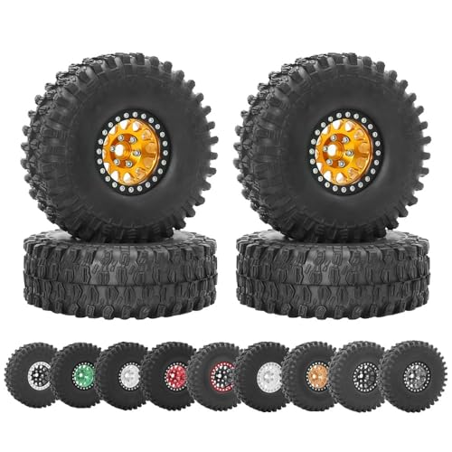 KUENCE Metall 1,9 Beadlock Felgenreifen-Set for 1/10 RC Crawler Car Axial SCX10 III AXI03007 90046 TRX-4 Redcat GEN 8(2pcs Gray) von KUENCE