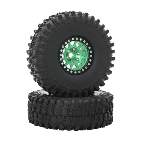 KUENCE Metall 1,9 Beadlock Felgenreifen-Set for 1/10 RC Crawler Car Axial SCX10 III AXI03007 90046 TRX-4 Redcat GEN 8(2pcs Green) von KUENCE