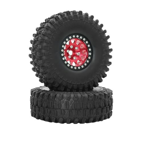 KUENCE Metall 1,9 Beadlock Felgenreifen-Set for 1/10 RC Crawler Car Axial SCX10 III AXI03007 90046 TRX-4 Redcat GEN 8(2pcs Red) von KUENCE
