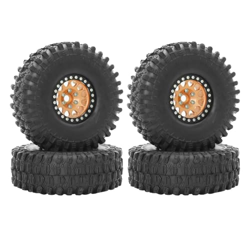 KUENCE Metall 1,9 Beadlock Felgenreifen-Set for 1/10 RC Crawler Car Axial SCX10 III AXI03007 90046 TRX-4 Redcat GEN 8(4pcs orange) von KUENCE