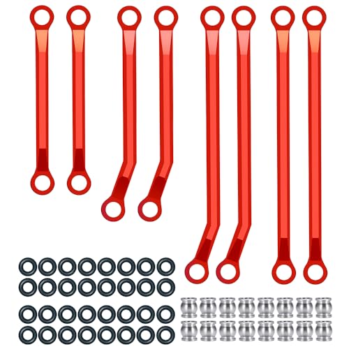 KUENCE Metall High Clearance Chassis Links Set K10 Pickup 1/18 Offroad-Auto-Upgrade-Teile(Rood) von KUENCE