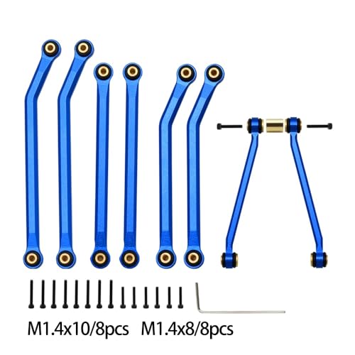 KUENCE Metall High Clearance Chassis Links Set Upgrade Teile for 1/24 RC Crawler Axial SCX24 AXI00002 C10 Jeep JLU Ford Bronco AXI00006(Blauw) von KUENCE
