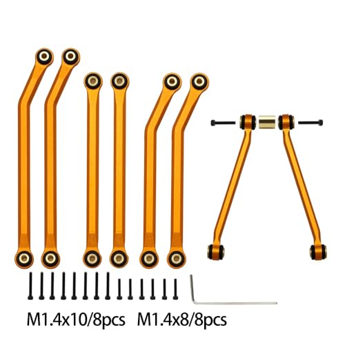 KUENCE Metall High Clearance Chassis Links Set Upgrade Teile for 1/24 RC Crawler Axial SCX24 AXI00002 C10 Jeep JLU Ford Bronco AXI00006(Golden) von KUENCE