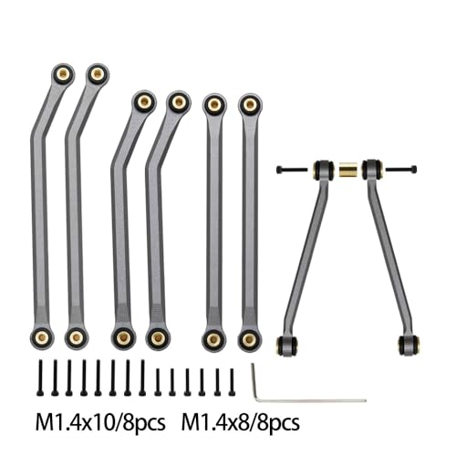 KUENCE Metall High Clearance Chassis Links Set Upgrade Teile for 1/24 RC Crawler Axial SCX24 AXI00002 C10 Jeep JLU Ford Bronco AXI00006(Gray) von KUENCE