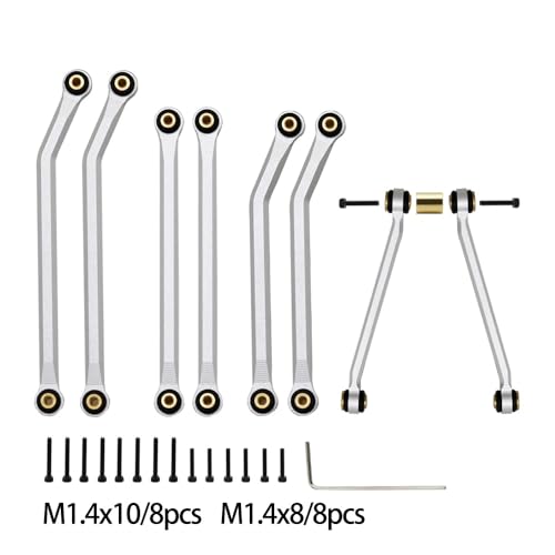 KUENCE Metall High Clearance Chassis Links Set Upgrade Teile for 1/24 RC Crawler Axial SCX24 AXI00002 C10 Jeep JLU Ford Bronco AXI00006(Silver) von KUENCE
