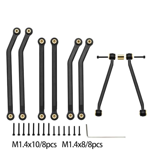 KUENCE Metall High Clearance Chassis Links Set Upgrade Teile for 1/24 RC Crawler Axial SCX24 AXI00002 C10 Jeep JLU Ford Bronco AXI00006(Zwart) von KUENCE