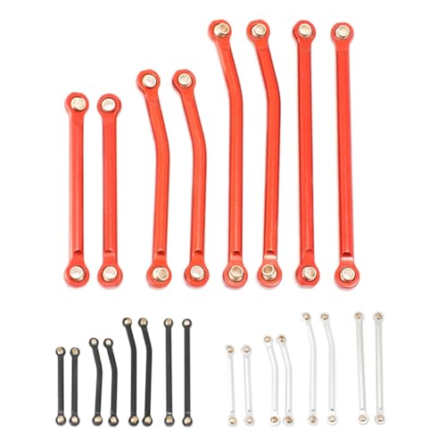 KUENCE Metall High Clearance Suspension Link Set 9749 for TRX4M TRX4-M 1/18 RC Crawler Auto Upgrades Teile Zubehör(Rood) von KUENCE