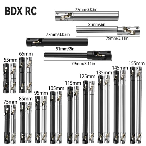 KUENCE Metall-Innenkeil-Antriebswelle Universalgelenk-Antriebswelle for 1/10 RC Car Crawler Axial SCX10 Gladiator YK4082 TRX4 TF2 D110(Black-L55MM) von KUENCE