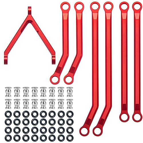 KUENCE Metall Lenkgestänge Kit Erhöhter SCX24 Riegel AXI90081 AXI00004 1/24 RC Crawler Car Upgrade Teile(Rood) von KUENCE