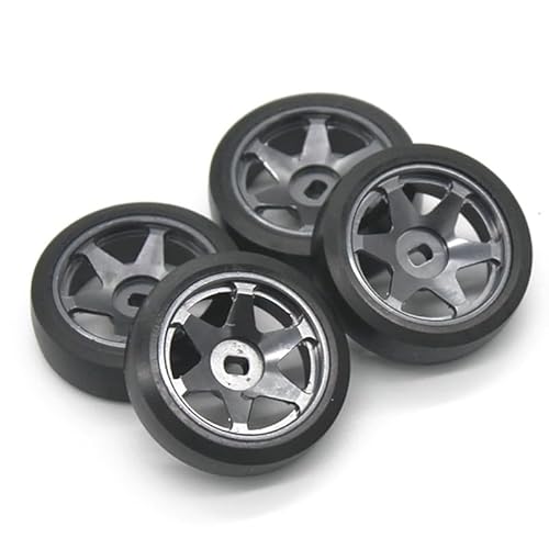 KUENCE Metallfelge Hard Drift Tire Reifen for for wltoys 284131 K969 K989 P929 Mini-Z Mini-Q Mini-D 1/28 RC Car Upgrade Teile(1 Set) von KUENCE
