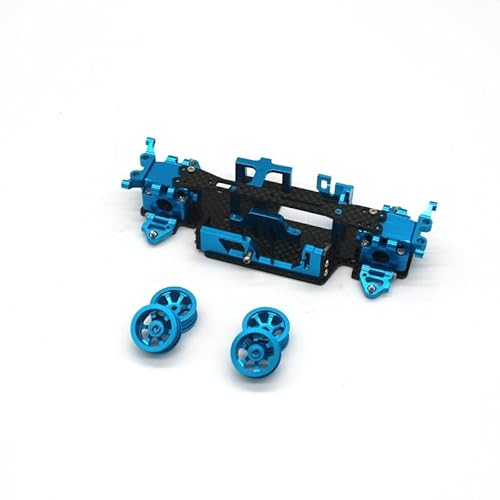 KUENCE Metallteile Kohlefaser-Chassis Zweiter Stock Batteriefach Stoßdämpfer-Radsatz for wltoys K989 284131 RC1 / 28(Blauw) von KUENCE