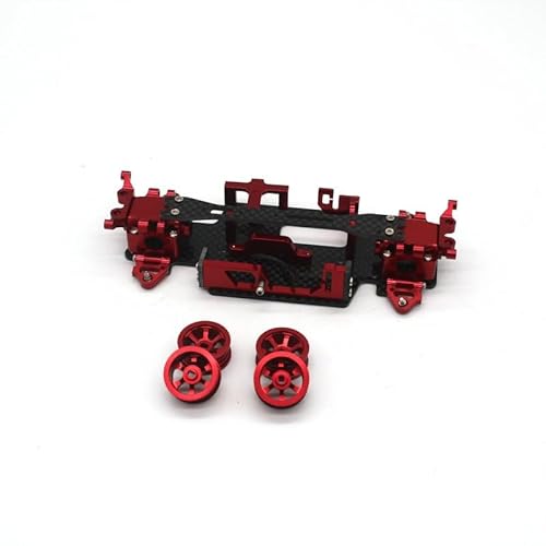 KUENCE Metallteile Kohlefaser-Chassis Zweiter Stock Batteriefach Stoßdämpfer-Radsatz for wltoys K989 284131 RC1 / 28(Rood) von KUENCE