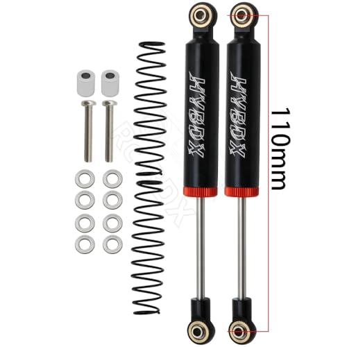 KUENCE RC Auto Eingebaute Feder 70/80/90/100/110mm Stoßdämpfer Dämpfer for 1/10 RC Crawler axial SCX10 ii RBX10 Wraith TRX-4 MST Redcat(2PCS Black 110mm) von KUENCE