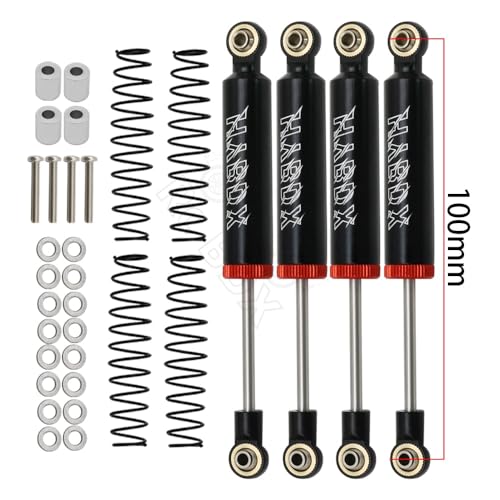 KUENCE RC Auto Eingebaute Feder 70/80/90/100/110mm Stoßdämpfer Dämpfer for 1/10 RC Crawler axial SCX10 ii RBX10 Wraith TRX-4 MST Redcat(4PCS Black 100mm) von KUENCE